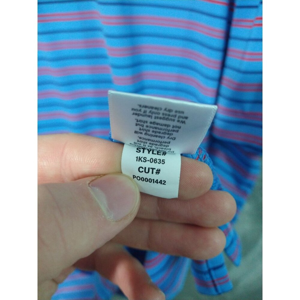 Mizzen Main Shirt Mens 2XL Blue Striped Versa Polo Short Sleeve Golf Preppy - Picture 7 of 8